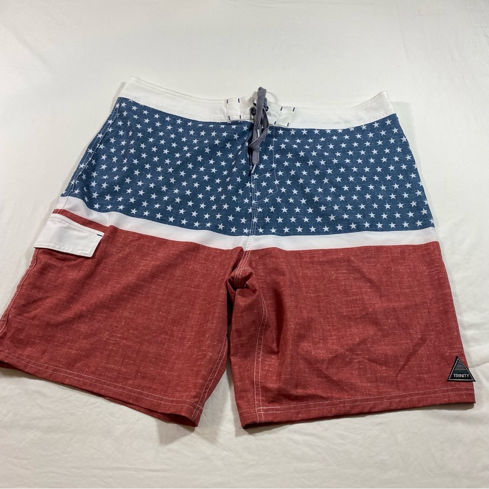 Trinity  Board Shorts Patriotic Red white blue Boardshorts men shorts size 38